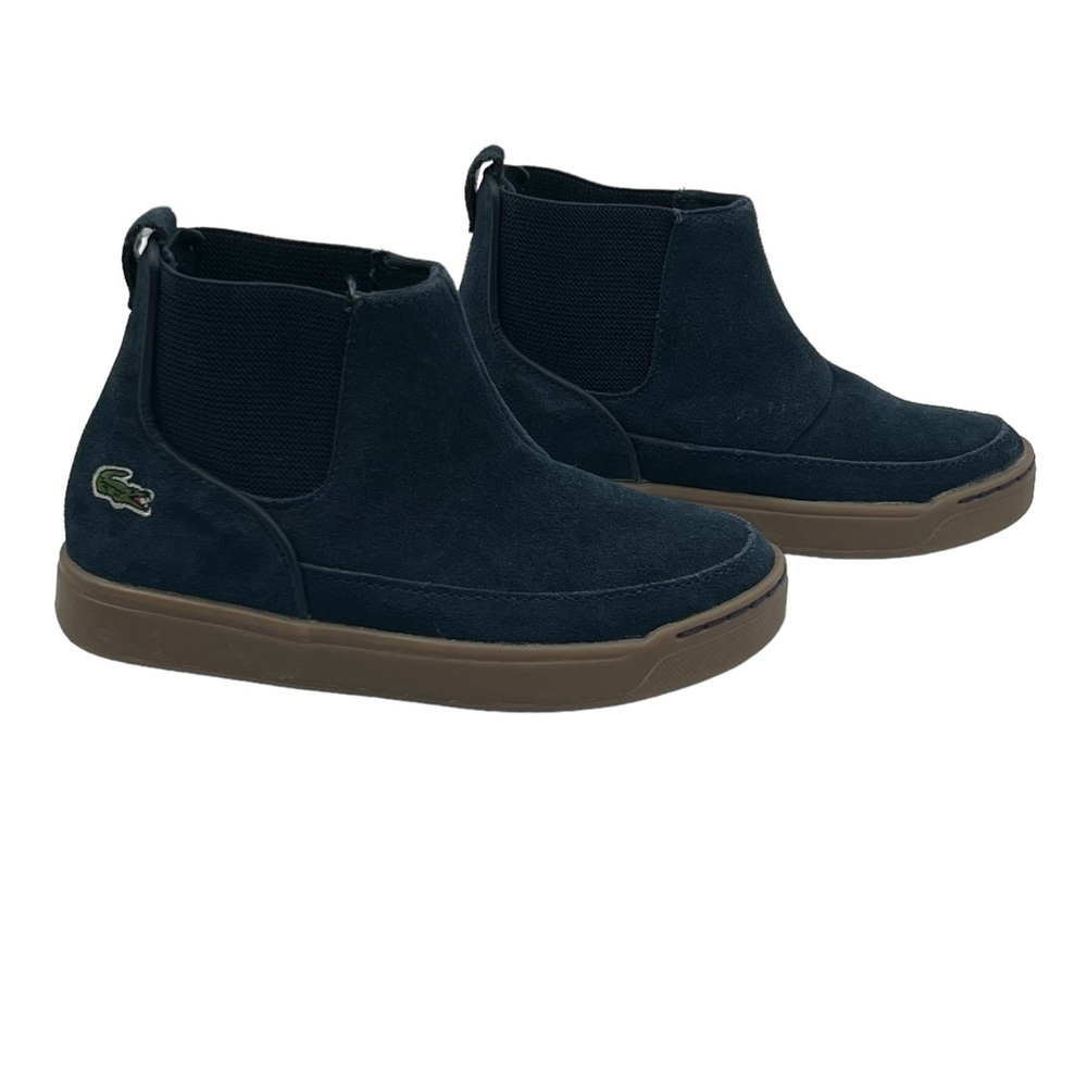 Lacoste Navy Suede Kids Chelsea Boot Sneakers with Brown Sole